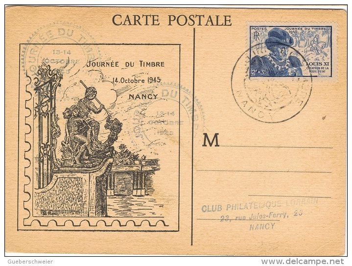 FR-CM9 - FRANCE N° 743 Carte Maximum Journée Du Timbre Nancy 1945 - 1940-1949