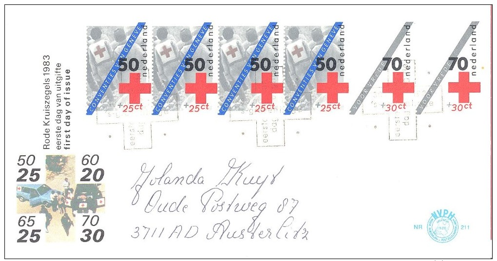 Nederland   NVPH  FDC 211   Rode Kruis  Met Plaatfout  1293 A  PM 2 - Variétés Et Curiosités