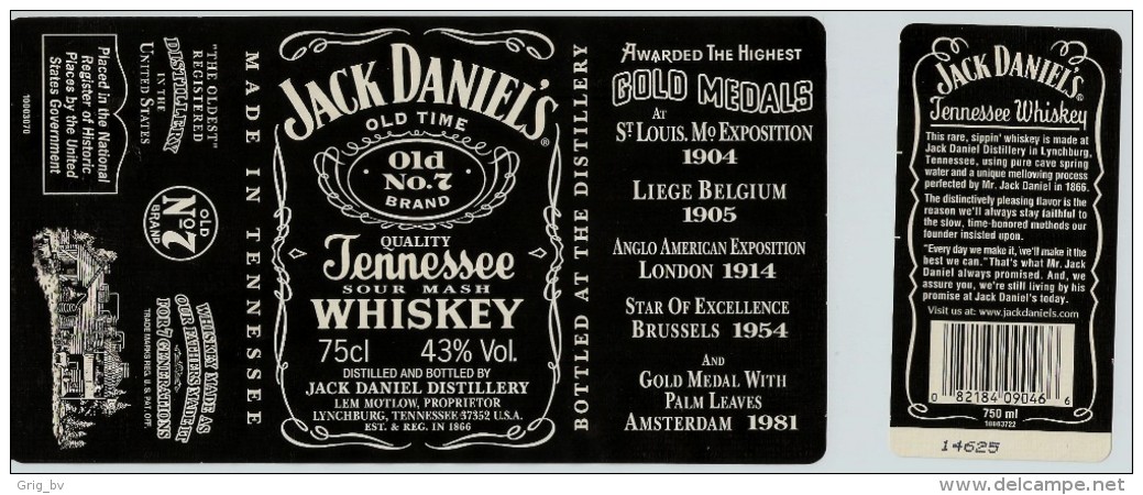 Etiquette Alcool Whiskey Jack Daniel's 43% Vol. - Whisky