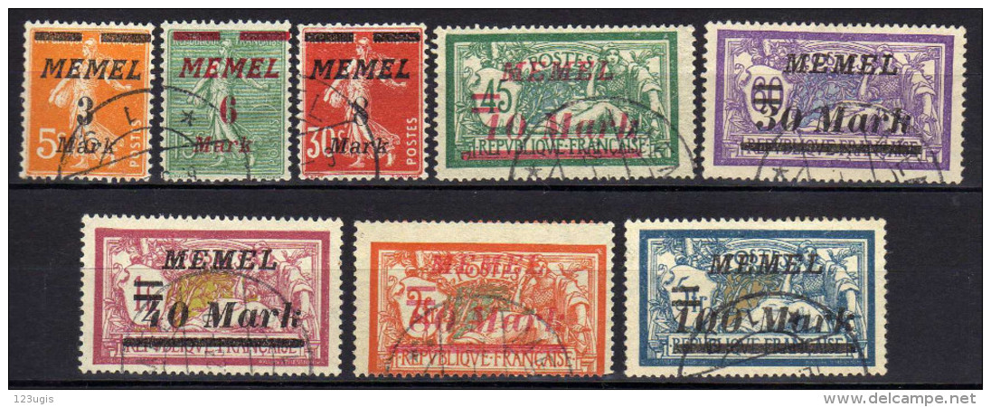 Memel (Klaipeda) 1922 Mi 110-113; 115-118, Gestempelt [301016XIII] - Memelgebiet 1923