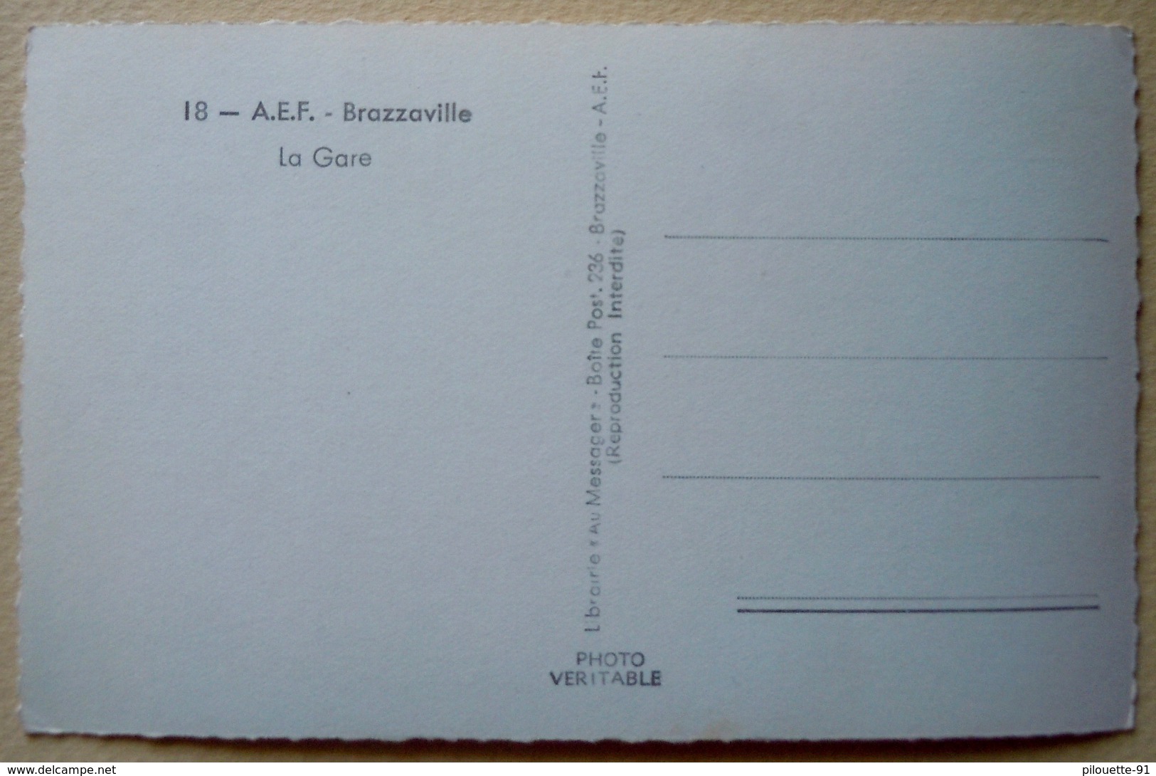 A.E.F (Brazzaville) La Gare - Librairie " Au Messager " N°18 - Editeur Hoa-gui - Congo Français