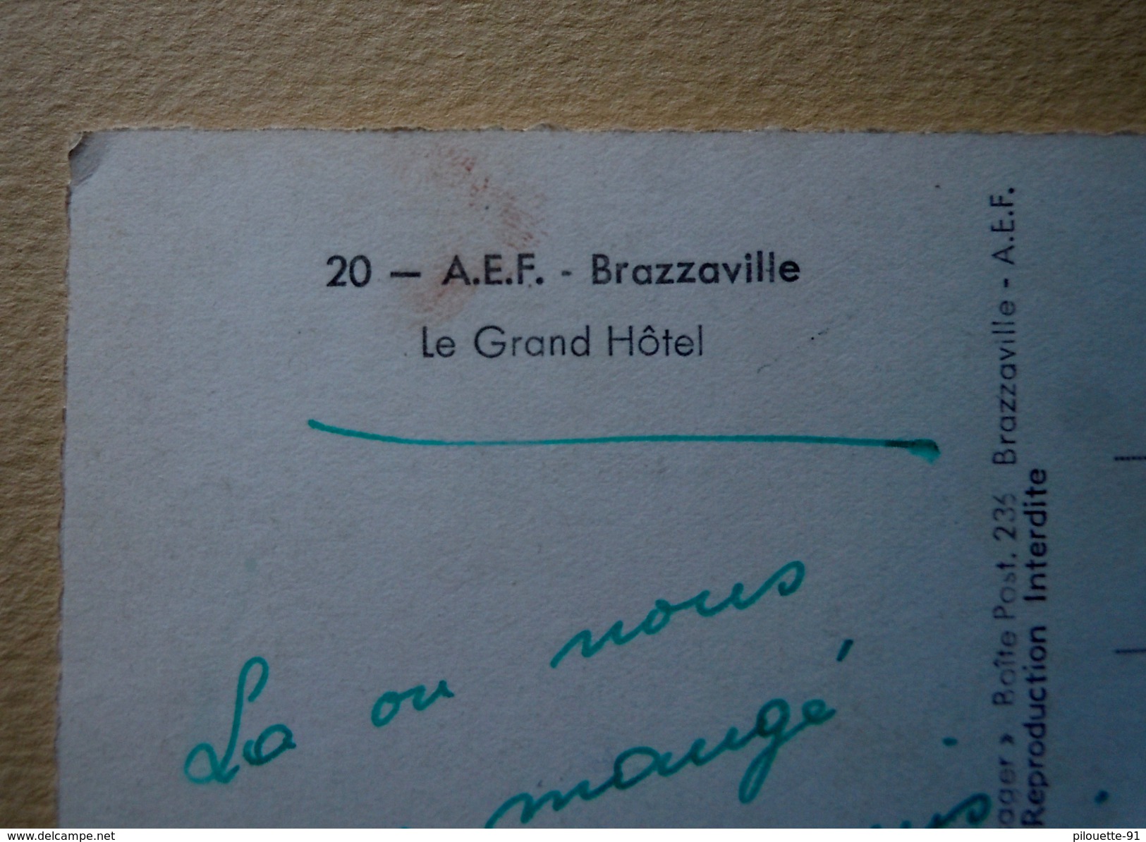 A.E.F (Brazzaville) Le Grand Hôtel - Librairie " Au Messager " N°20 - Editeur Hoa-gui - Congo Français