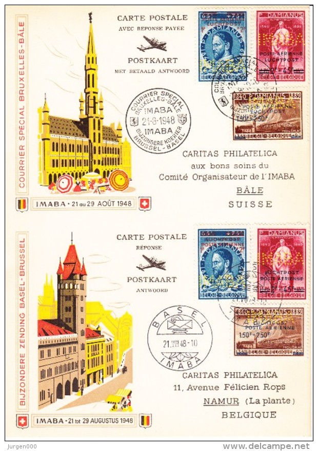 België, 1948, PR83/PR100, Op Kaarten Imaba, Verzonden Van Brussel Naar Bazel En Retour (07819) - Avions