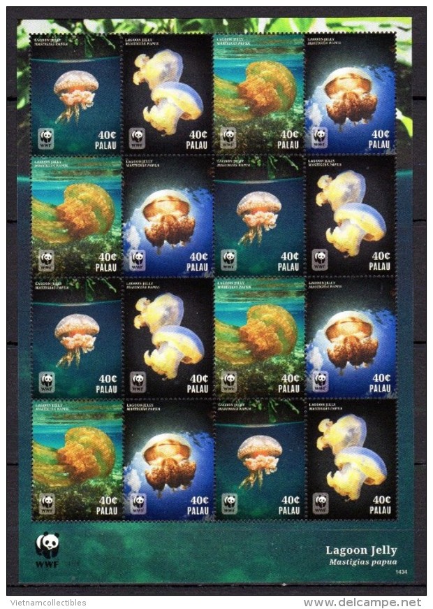 (WWF-534) W.W.F. Palau MNH Sheetlet With 04 Sets 2014 : Lagoon Jelly / Marine Life - Ongebruikt