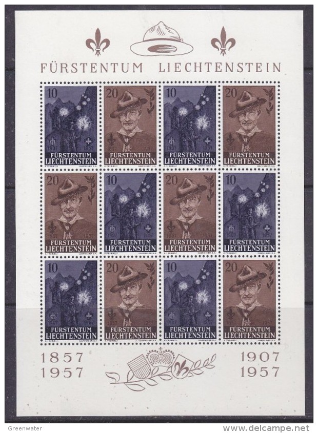 Liechtenstein 1957 Scouting 2v In Sheetlet ** Mnh (33220) - Neufs