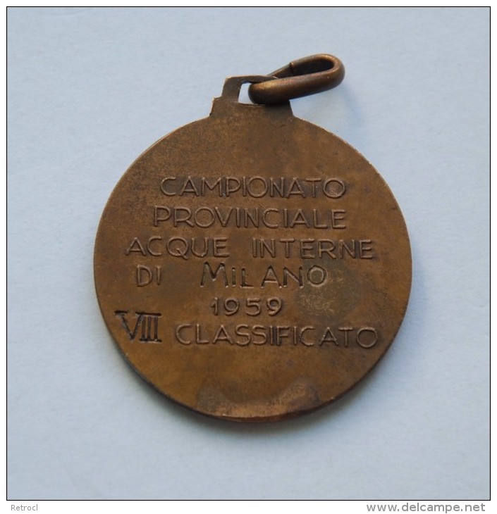 1959 - Old Medal- Fishing, Pesca, Pêche - Campionato Provinciales Aque Interne Di Milano - Fishing