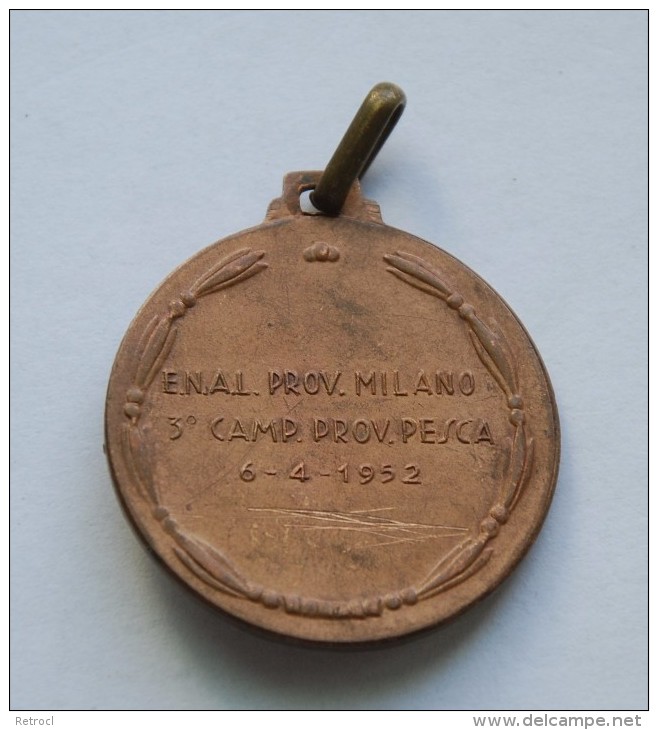 1952 - Old Medal- Fishing, Pesca, Pêche - Campionato Provinciales Milano - Fischerei