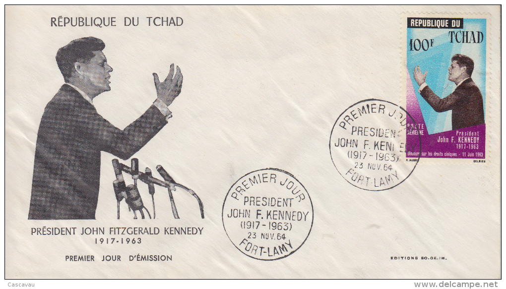 Enveloppe  FDC  1er  Jour    TCHAD    Président   John  KENNEDY   1964 - Ciad (1960-...)