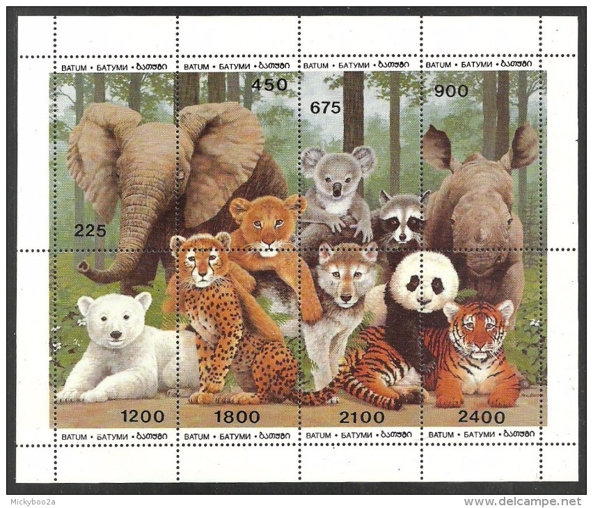 BATUM 1998 WILDLIFE ELEPHANT PANDA TIGER RHINO POLAR & KOALA BEAR SHEET MNH - Géorgie