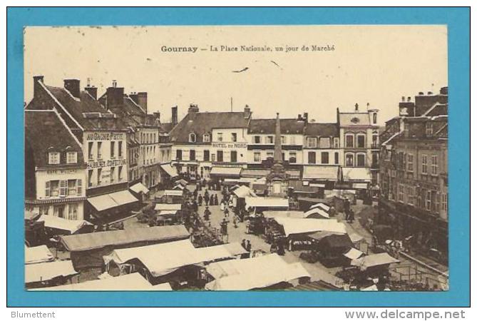 CPSM - Métier Marchands Ambulants Le Marché Place Nationale GOURNAY-EN-BRAY 76 - Gournay-en-Bray