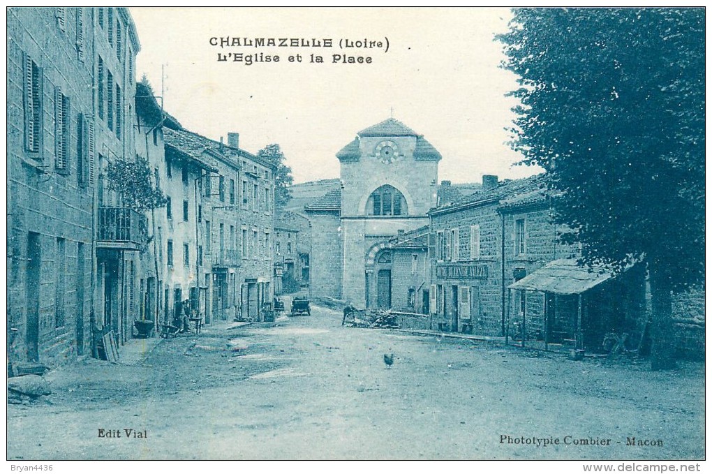 42 - CHALMAZELLE - LOIRE - L'EGLISE ET LA POSTE -  VOIR SCANS - Autres & Non Classés