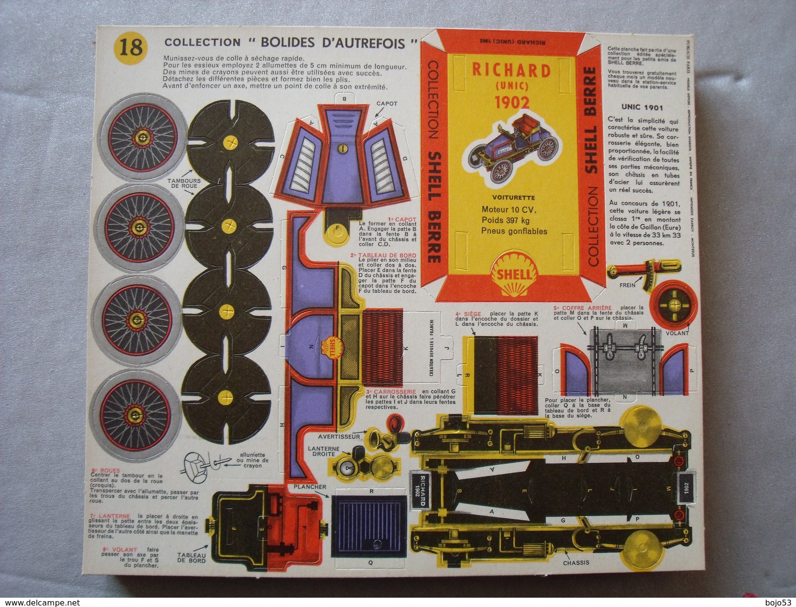 Collection Bolides D'Autrefois Shell Berre N° 18  Richard (Unic)  1902 - Voitures