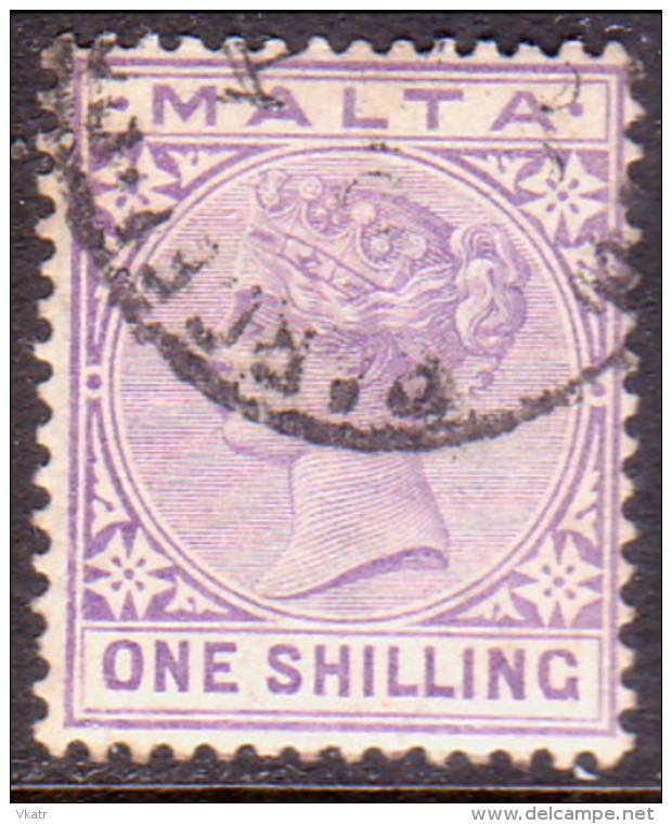 MALTA 1885 SG #28 1sh Used Wmk Crown CA Violet CV £12 - Malte (...-1964)