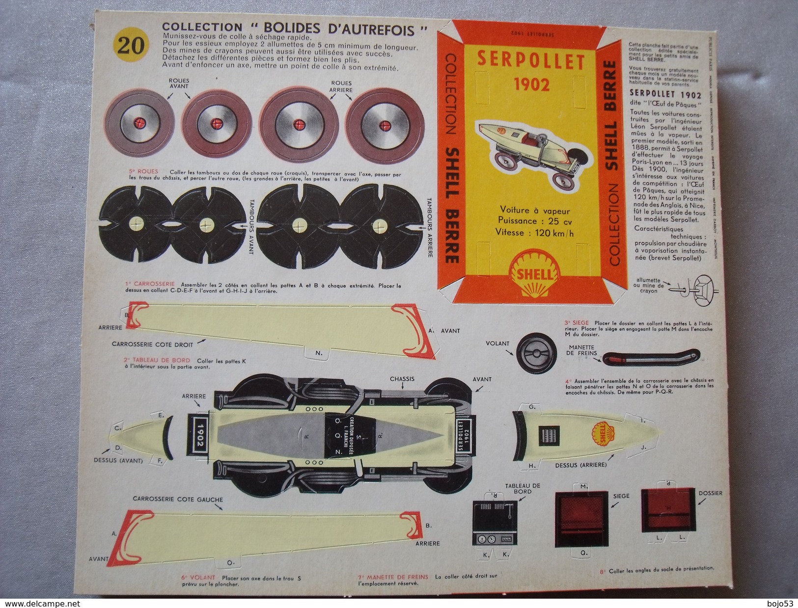 Collection Bolides D'Autrefois Shell Berre N° 20  Serpollet  1902 - Cars