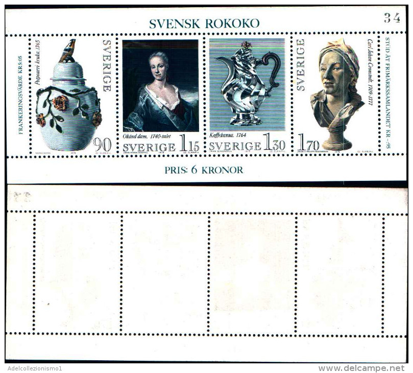 84339) Svezia-1979-arte Del Rococò Svedese-BF-n.7-nuova - Full Sheets & Multiples