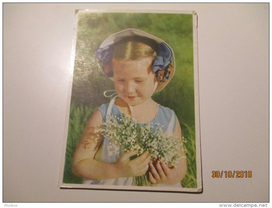 USSR  RUSSIA  POSTAL STATIONERY , LITTLE GIRL WITH FLOWERS , OLD   POSTCARD , 0 - 1950-59