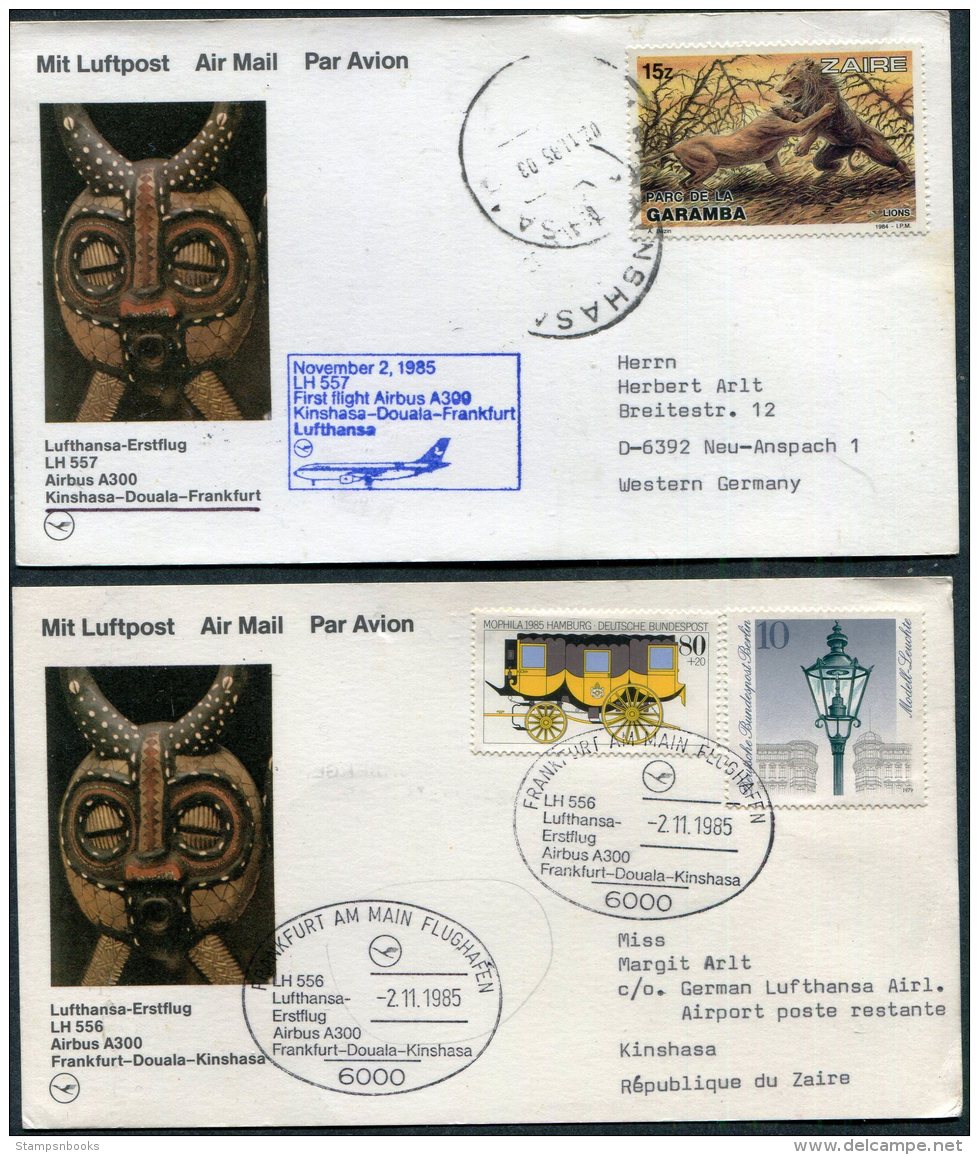 1985 Lufthansa First Flight (2) Kinshasa Zaire / Frankfurt Germany - Other & Unclassified