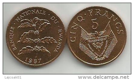 Rwanda 5 Francs 1987. High Grade - Rwanda