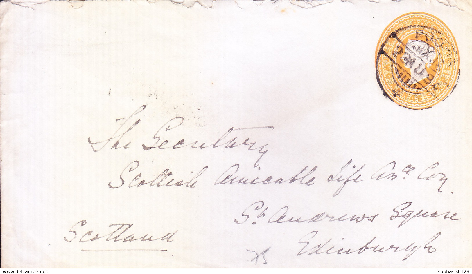 BRITISH INDIA - 1894 QUEEN VICTORIA 2A 6PIES POSTAL STATIONERY ENVELOPE -  POONA TO SCOTLAND VIA BOMBAY FOREIGN - 1902-11 King Edward VII