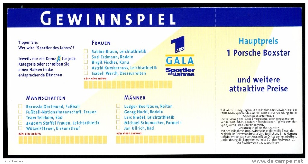 STREETBALL Bund FP14 Funklotterie-Postkarte ** 1997 - Basketball