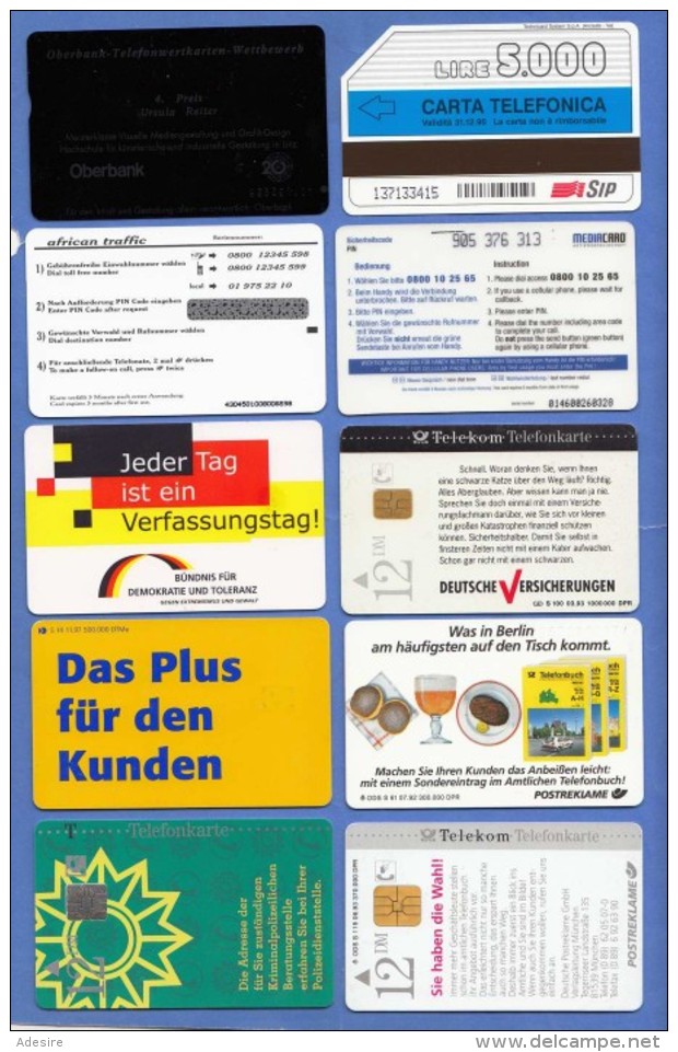 50 used telephone cards / chips / Europe (10 scans), good condition ...