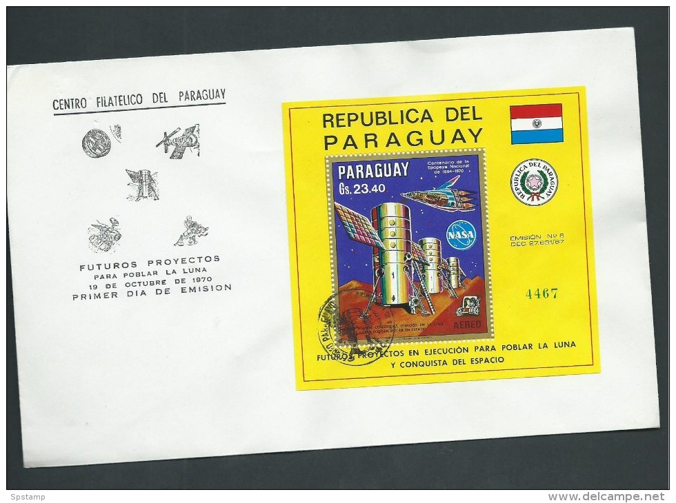 Paraguay 1970 Future NASA Space Missions Set Of 9 + Miniature Sheet On 3 FDC - Paraguay