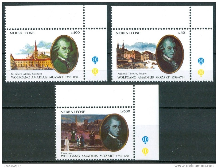 1991 Sierra Leone Mozart  Musicisti Musicians Musiciens Set + Block MNH**Sie38 - Musica