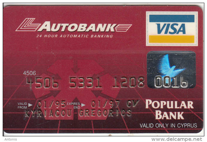 CYPRUS - Autobank, Popular Bank Visa, Used - Geldkarten (Ablauf Min. 10 Jahre)