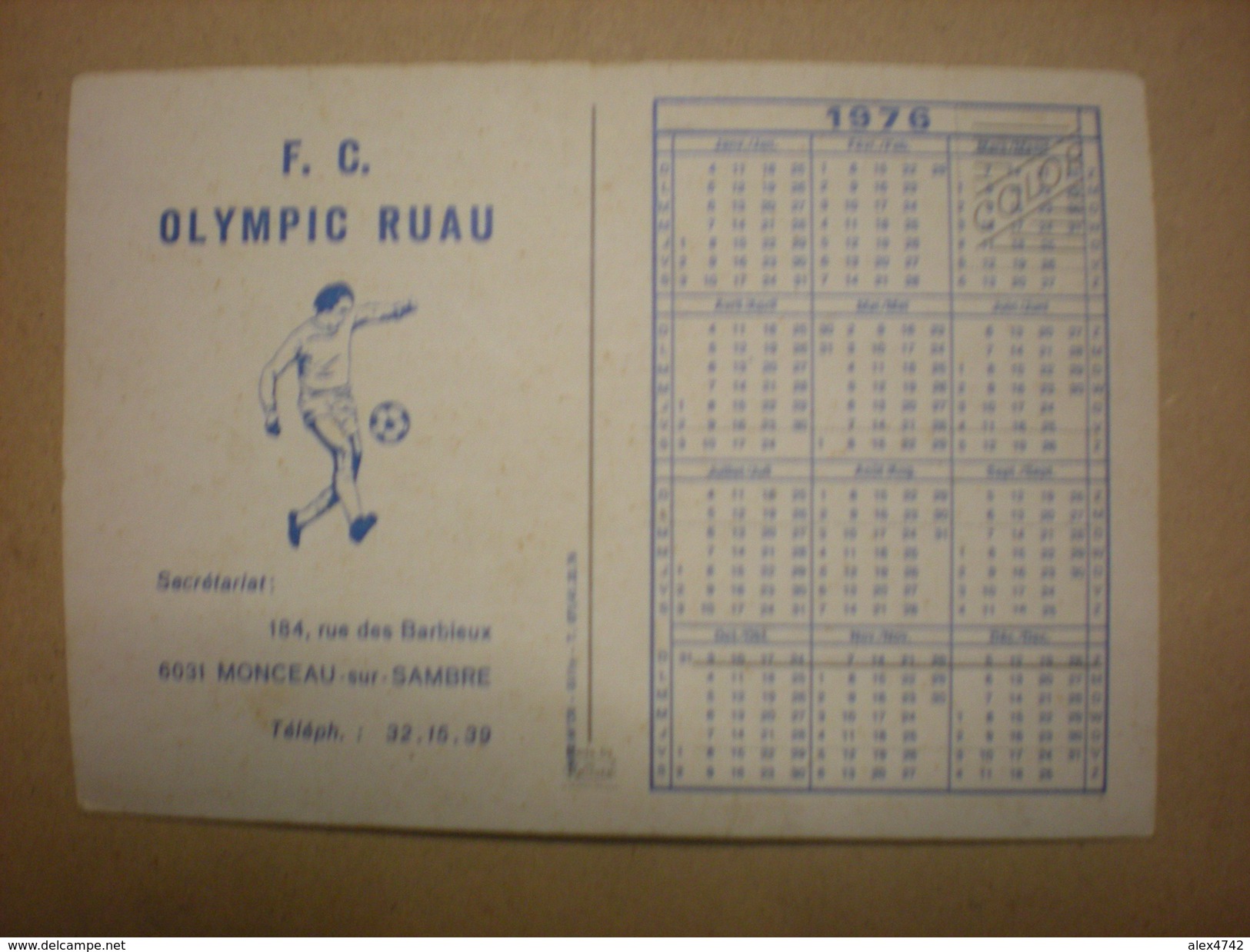 Petit Calendrier, F.c. Olympic Ruau, Monceau-sur-sambre, 1976 - Petit Format : 1971-80