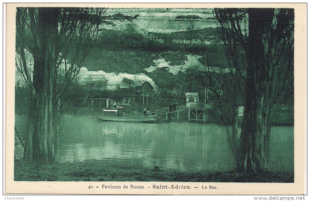 CPA Environs De Rouen Saint Adrien Animée Le Bac - Rouen