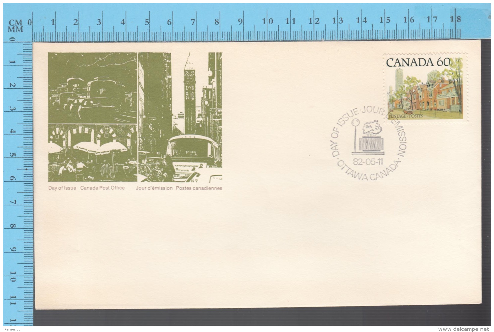 Canada - 1982 Scott #923C ,Medium Value Street Definitives, Ontario Street Scene - FDC PPJ , Fancy Cancelation - 1981-1990