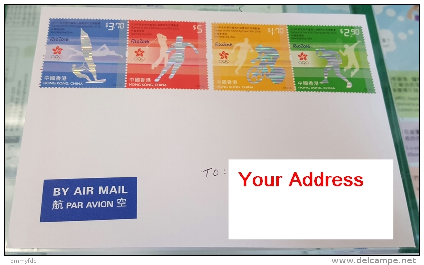 Hong Kong 2016 Rio2016 Olympic Games Stamp Set On Cover To Your Address By Ordinary Airmail - Brieven En Documenten