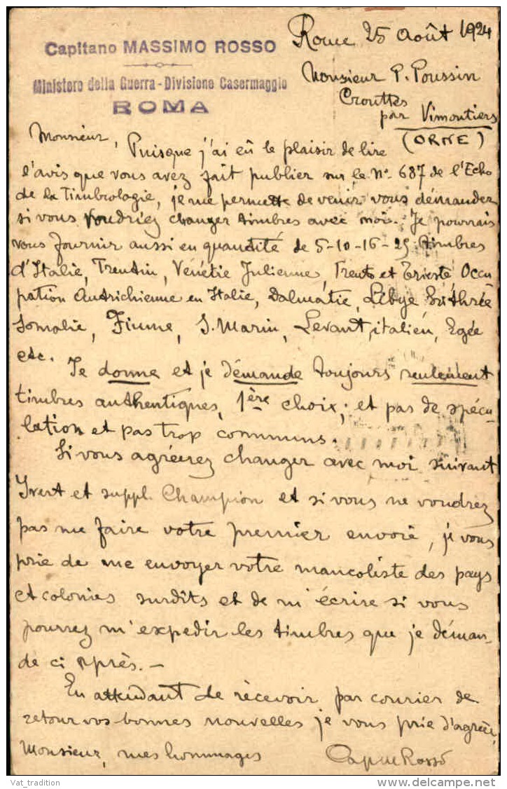 ITALIE - Entier Postal + Complément De Rome Pour La France En 1924 - A Voir - L 5014 - Interi Postali