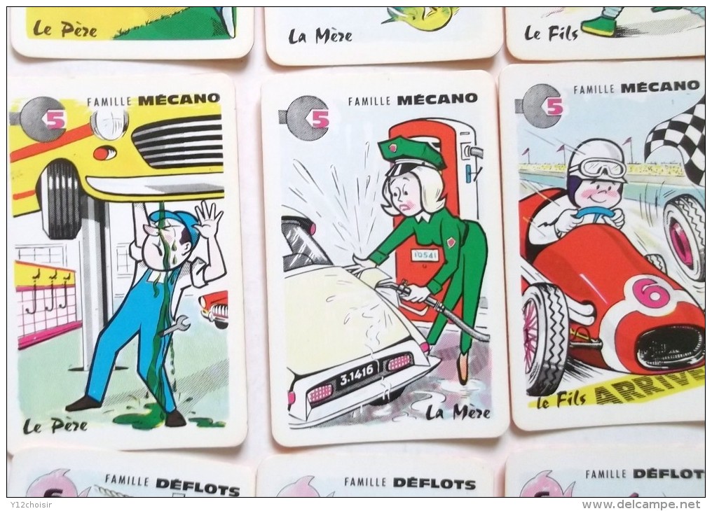 ANCIEN JEU DE CARTES A JOUER SEPT 7 FAMILLES CIRQUE RESTAURANT AVIATION JARDINAGE MECANIQUE CITROEN ID MUSICIEN POISSON - Autres & Non Classés