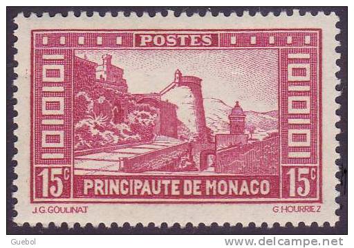 Monaco - N°  119 * La Montée Au Palais - 15c Rouge Carminé - Unused Stamps