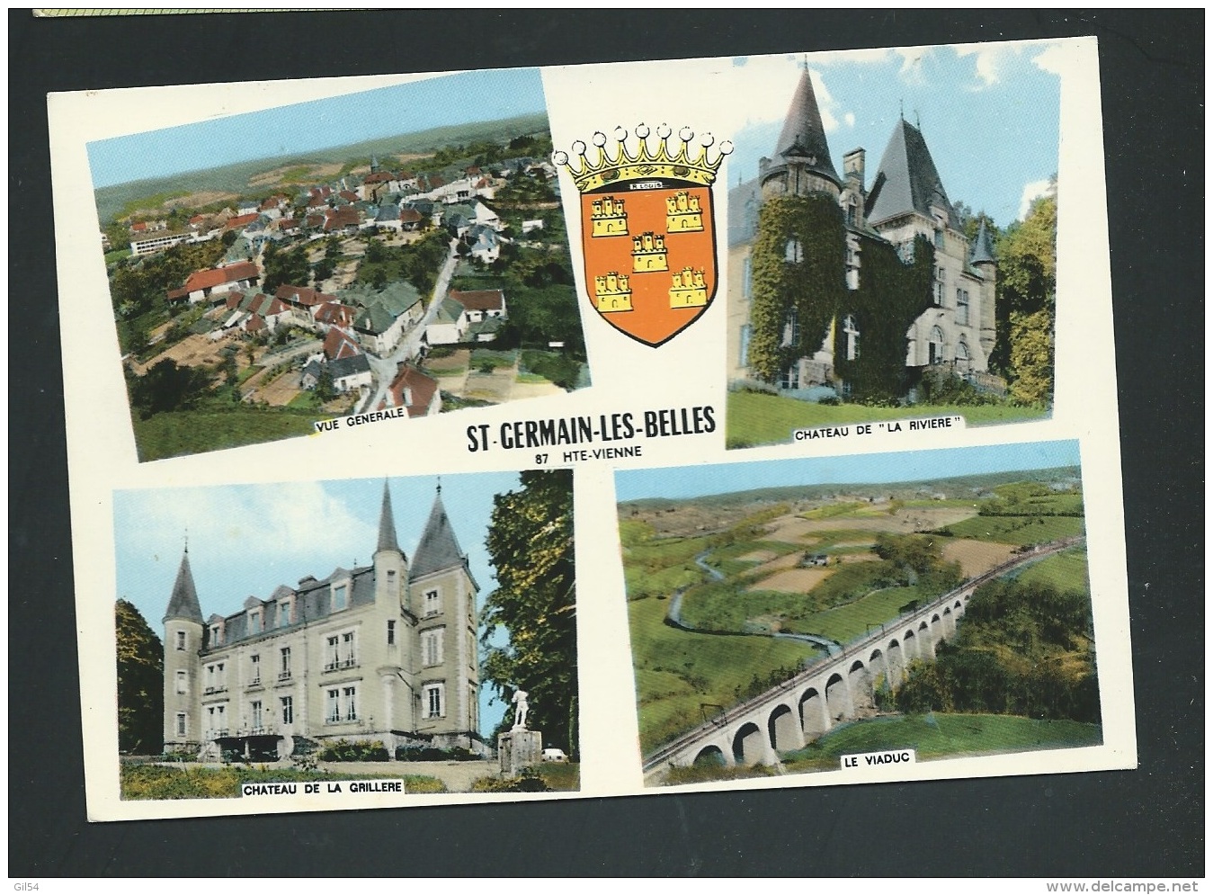 Saint-Germain-les-Belles - Vue Générale , Chateau De La Rivière , Chateau De La Grillère, Le Viadu  CPSM GF  -  0be09114 - Saint Germain Les Belles