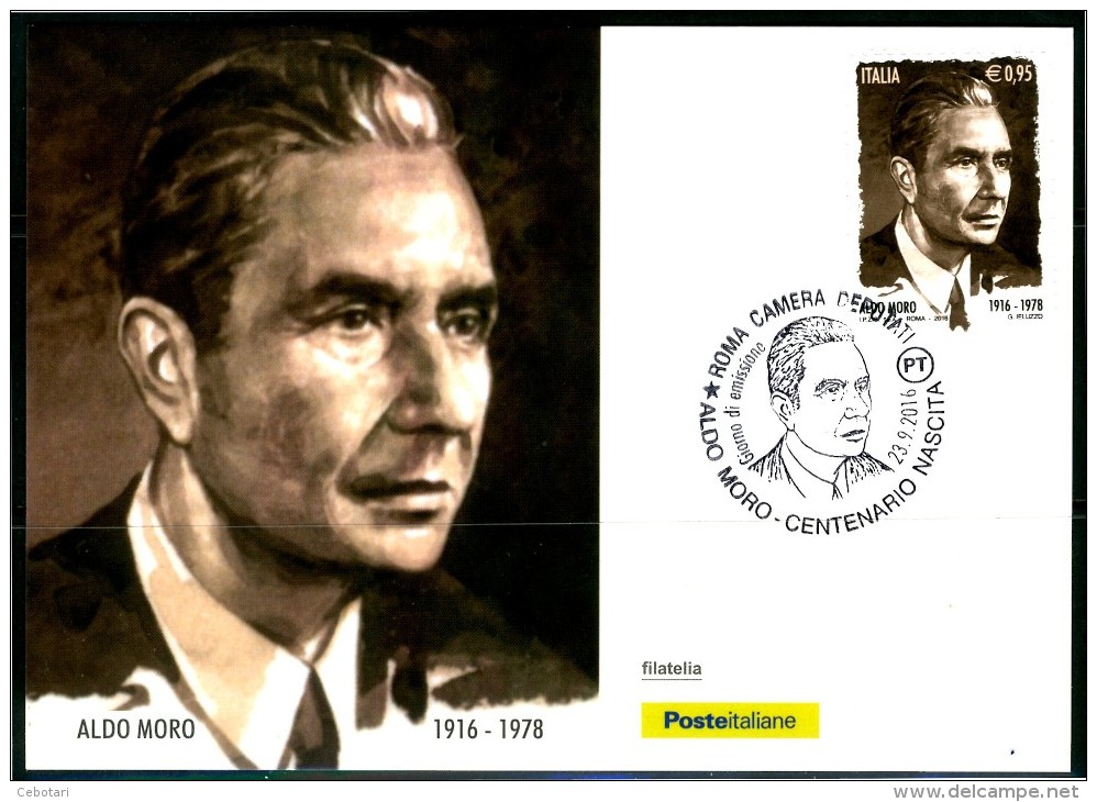 ITALIA / ITALY 2016 - Aldo Moro - Timbro "Roma Camera Deputati" - Maximum Card Come Da Scansione - Cartas Máxima