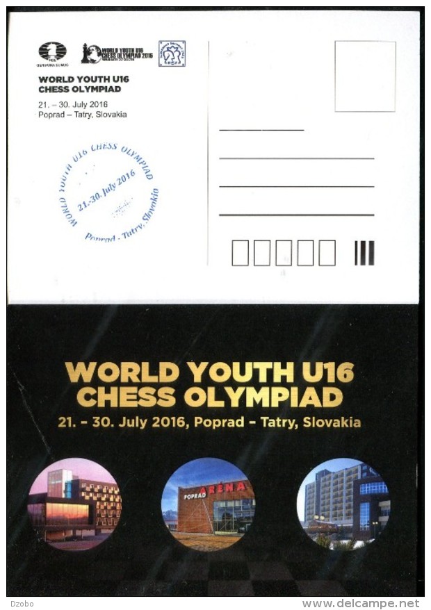 702 SLOVAKIA CHESS Olympiad World Youth 2016 Postcards Tirage 300 Pcs - Schaken