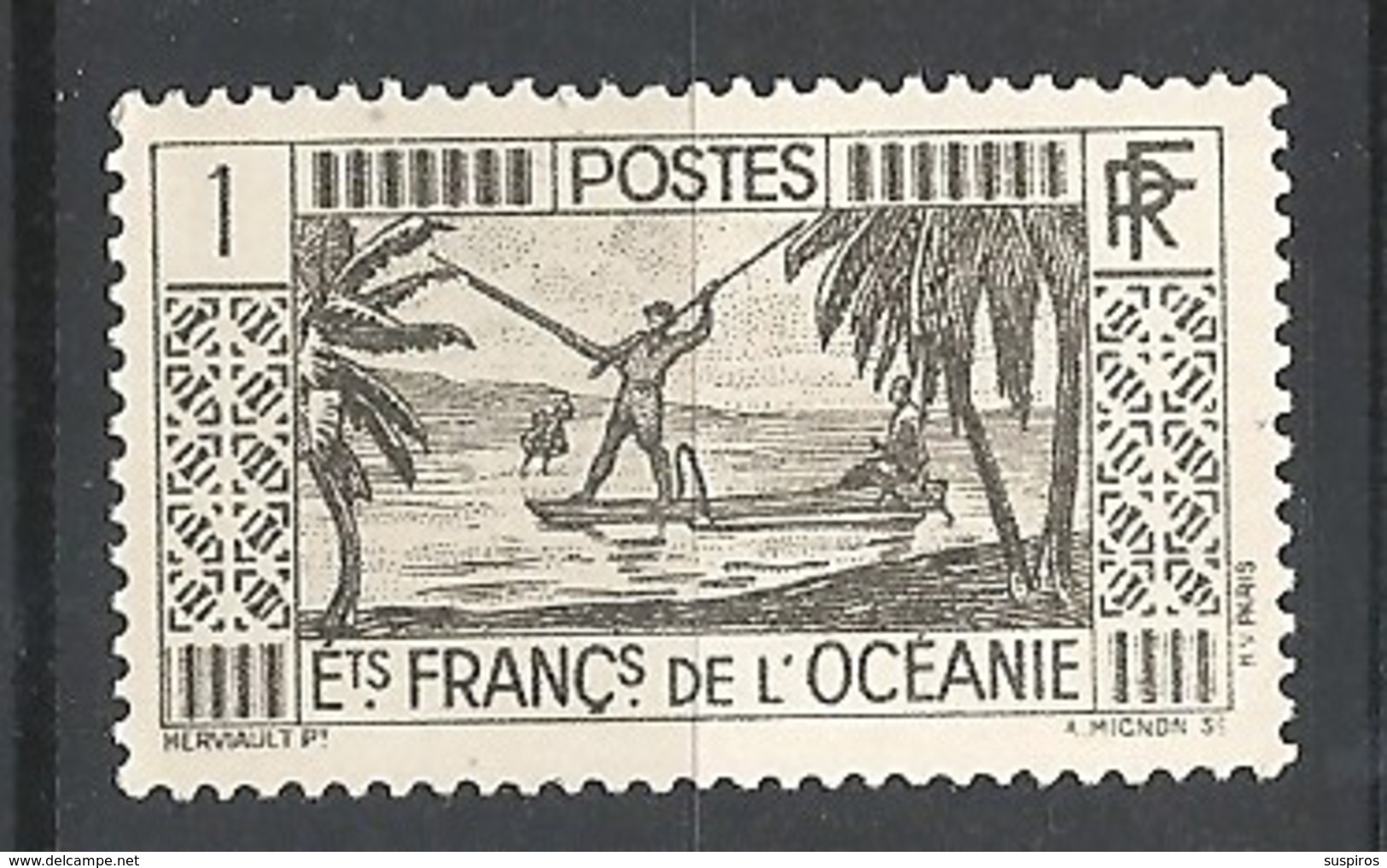 OCEANIA 1934 -1939 Spear Fishing   Hinged Wg - Used Stamps