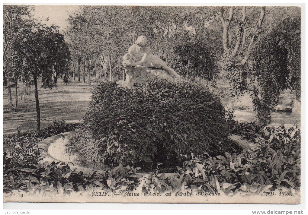 CPA.Algerie.Setif.1915.Statue D'Acis.Jardin D'Orléans. - Sétif