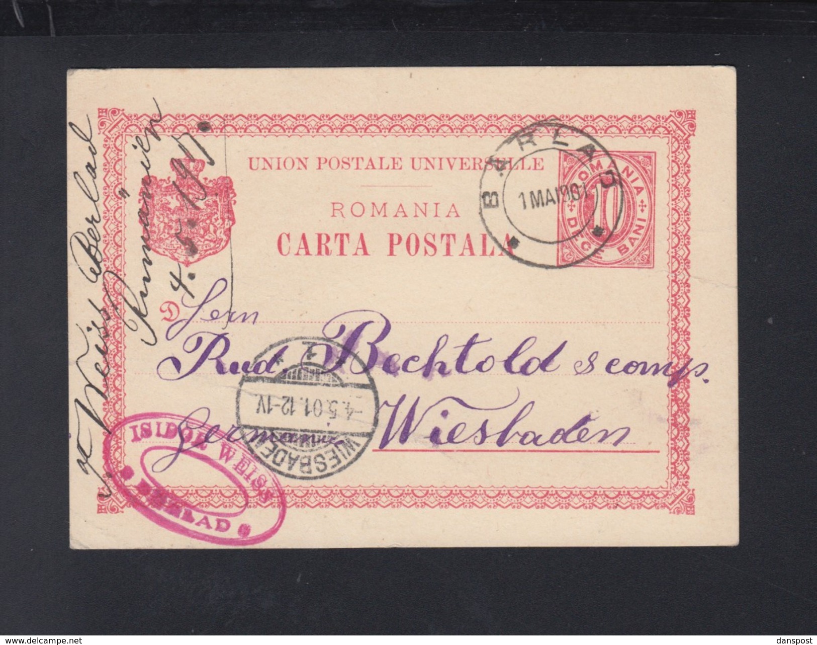 Romania Stationery 1901 Barlad To Germany - Briefe U. Dokumente