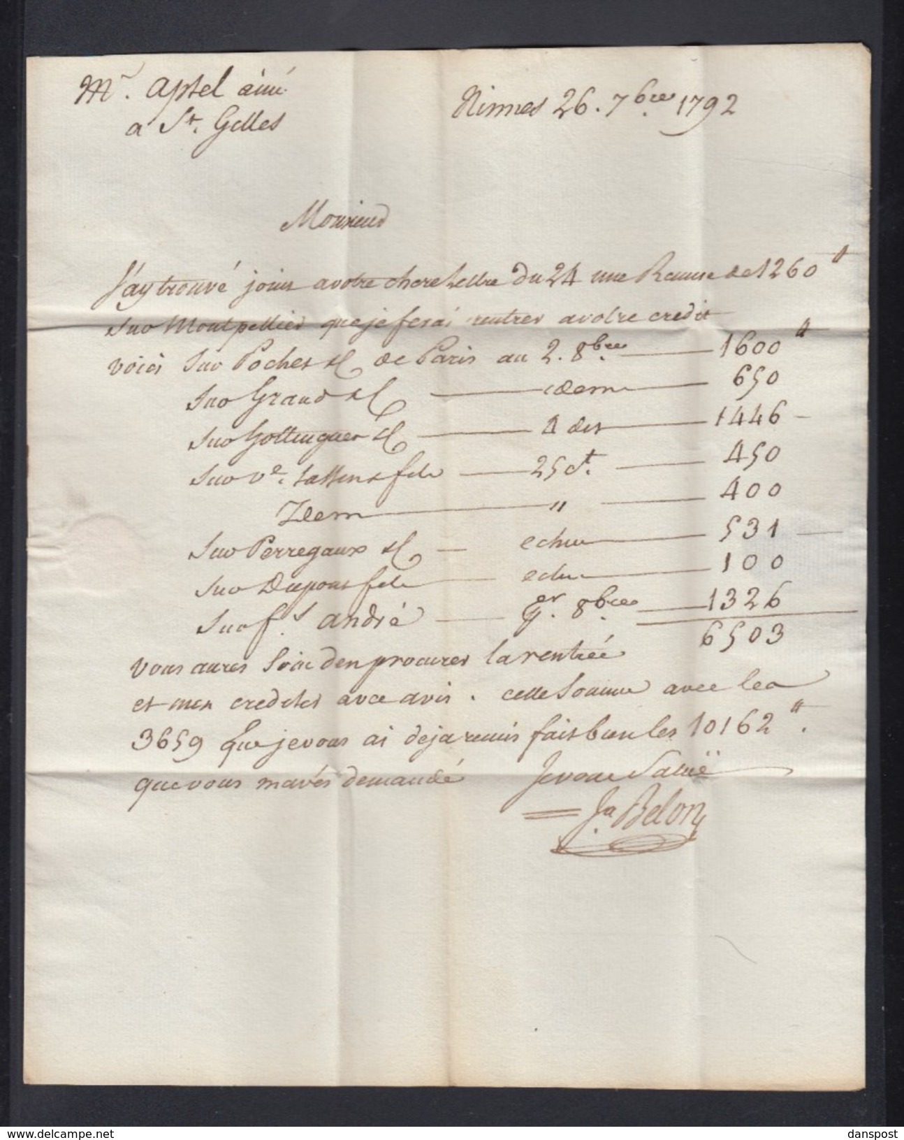 Lettre 1792 Nismes Nimes Pour St. Gilles - 1790-1794 (Austr. Revol. & Fr. Invas.)