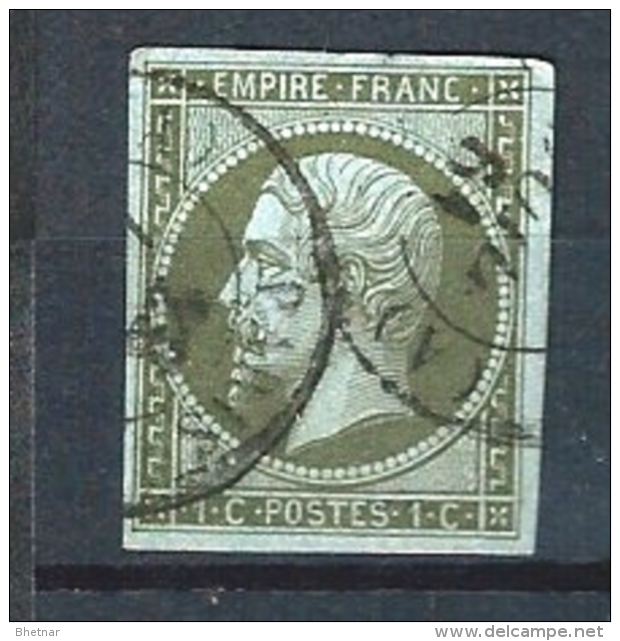 YT 11 " Napoléon III  1c. Olive " 1860 CAD Paris Juil. 1861 - 1853-1860 Napoléon III.