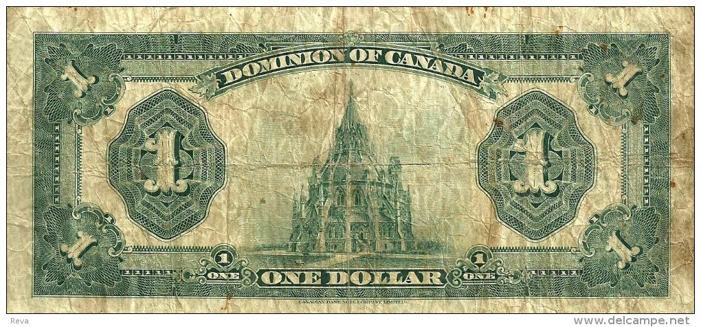 CANADA $1 DOLLAR KGV MAN FRONT BUILDING BACK DATED 2-7-1923 P33o SIGN. CAMPBELL-CLARK VG READ DESCRIPTION !! - Canada