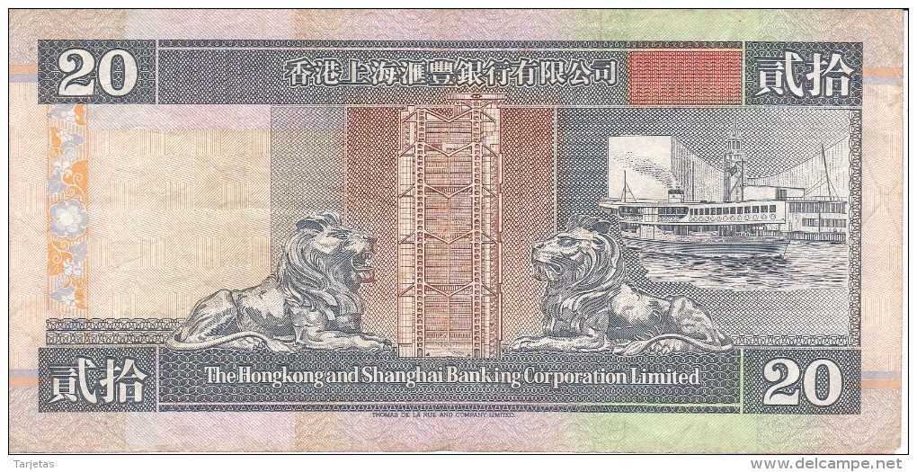 BILLETE DE HONG KONG DE 20 DOLLARS DEL AÑO 1994 (BANKNOTE) - Hong Kong