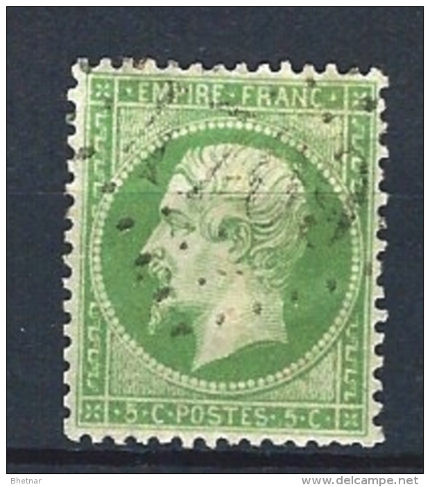 YT 20 " Napoléon III  5c. Vert " 1862 GC 4709 ROQUEBRUNE - 1862 Napoleone III