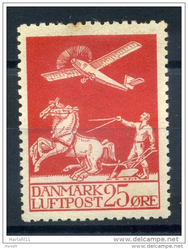 1925-29 DANIMARCA POSTA AEREA N.3 (A3) LINGUELLATO* - Poste Aérienne