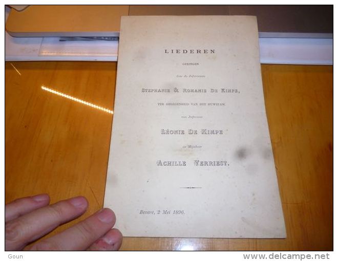 AA1-5 Invitation Fiançailles Léonie De Kimpe Achille Verriest Bevere 1896 - Verlobung