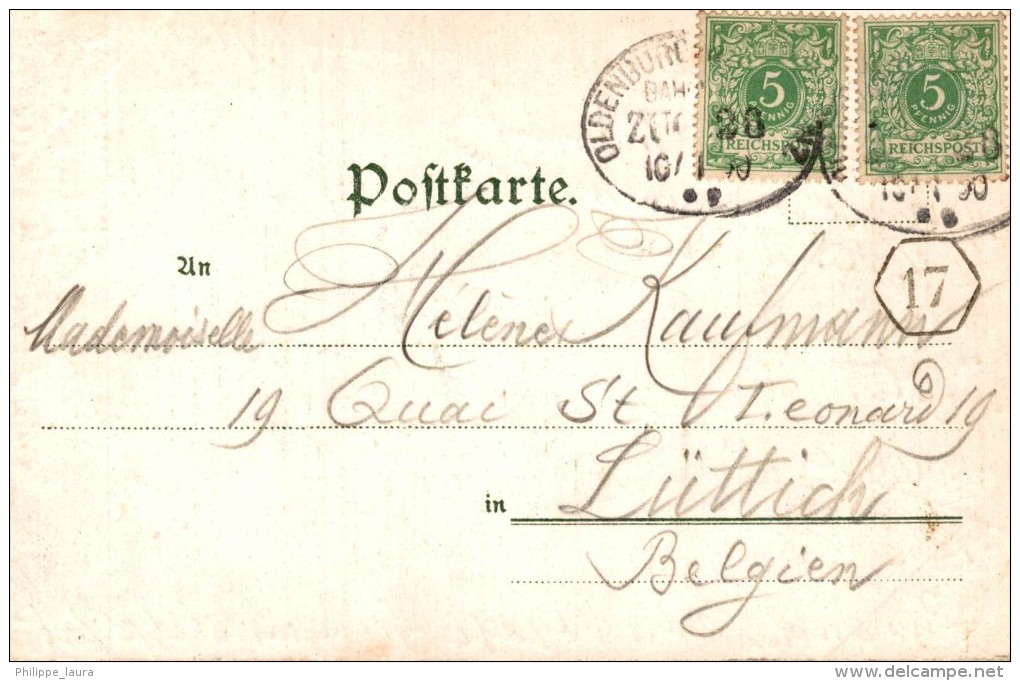 1900 Gruss Aus - Der Hunger Und Durst Ist Nun Endlich Gestillt, ... Aquarell Postkarte Serie V Tiere Oldenburg A Liege - Perros