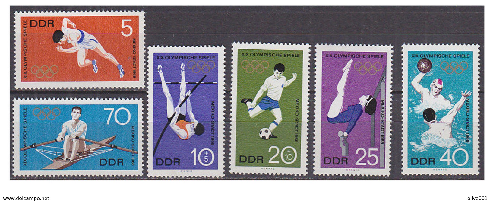 Timbres Allemand De La DDR Pour Les Jeux De Mexico 1968 Série Complète Neuve 6 Tp Y&T N° 1100/05 ** MNH Superbe !!! - Sommer 1968: Mexico